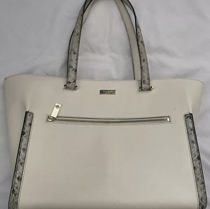 KATE SPADE CREAM & SNAKESKIN TOTE